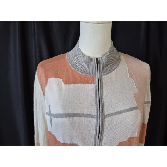 St. John Sport Womens Peach Cream Wool Blend Zip Sweater Jacket - Picture 2 of 6